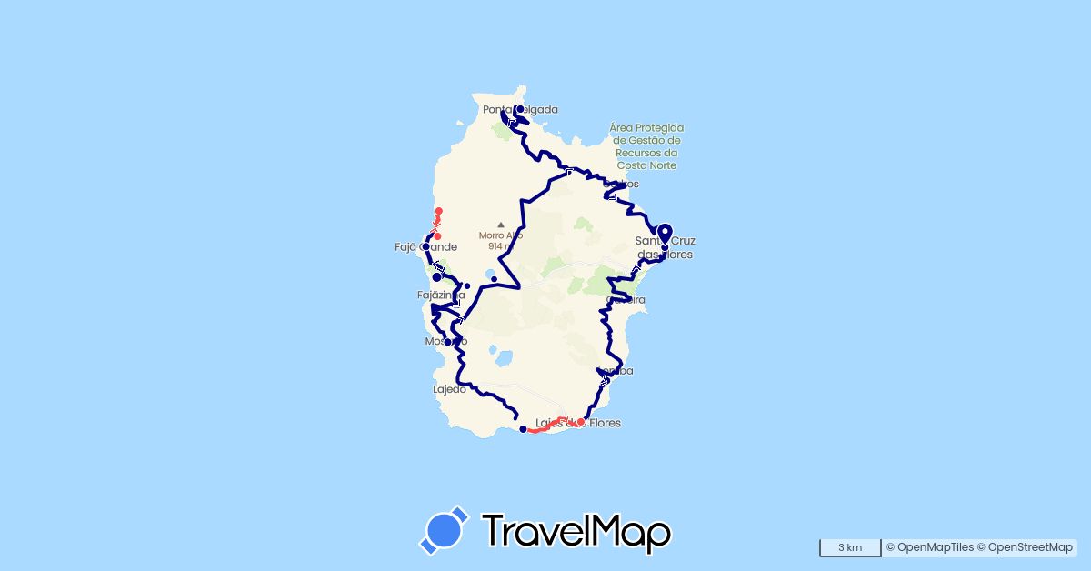 TravelMap itinerary: driving, hiking in Portugal (Europe)